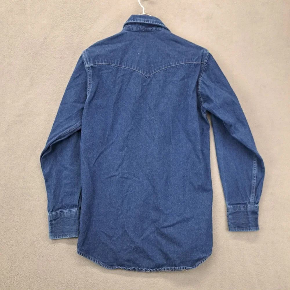 Carhartt Mens Denim Western Snap Button Shirt Blue SO2 DNM 15.5 x 35 Made in USA - Picture 8 of 9